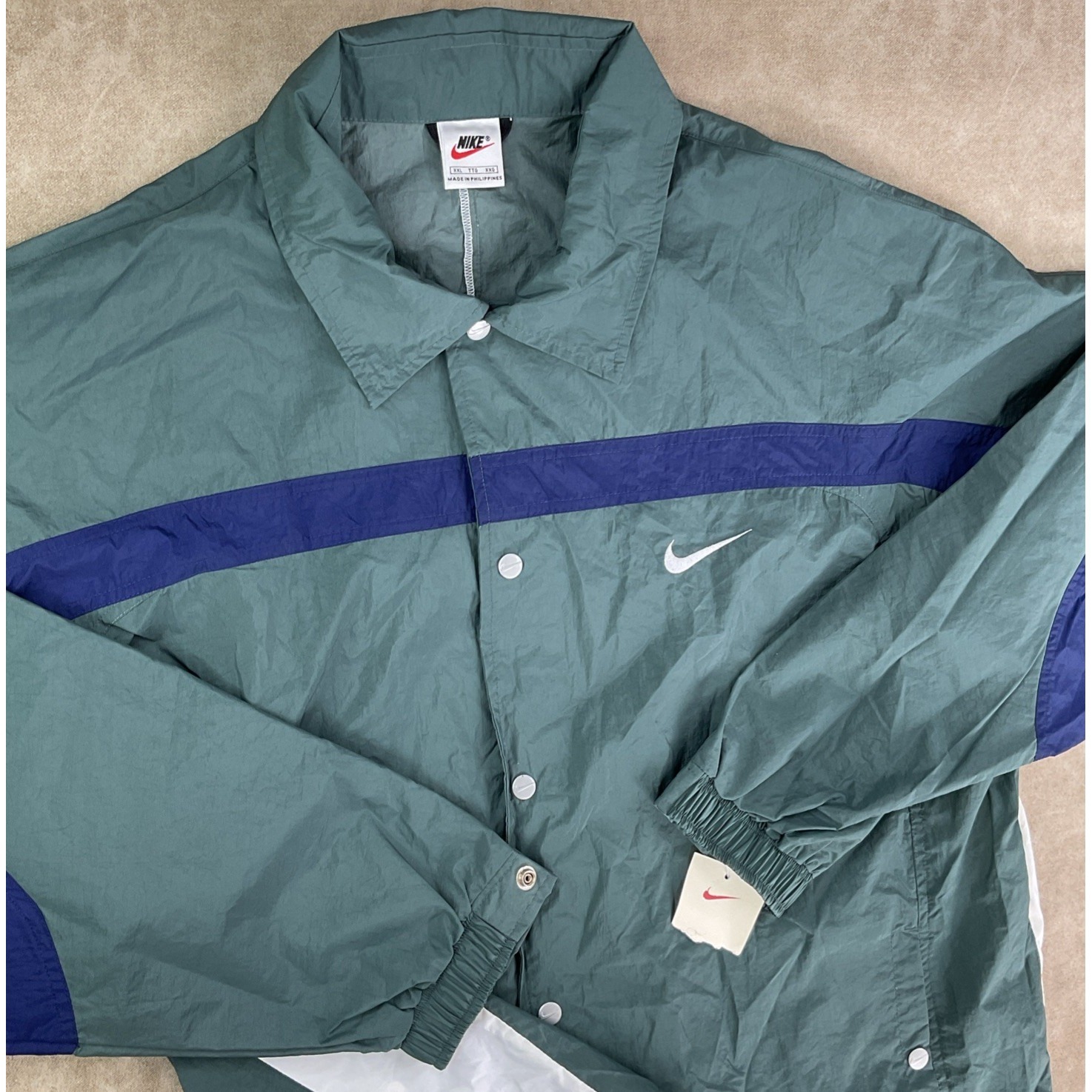 Vintage Nike Jacket Coach Windbreaker Snap Button 90s Retro Nylon Swoosh 2xl Nwt
